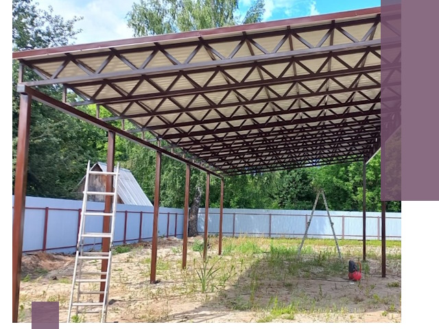 Односкатные навесы под ключ в Щекине — изготовление и монтаж