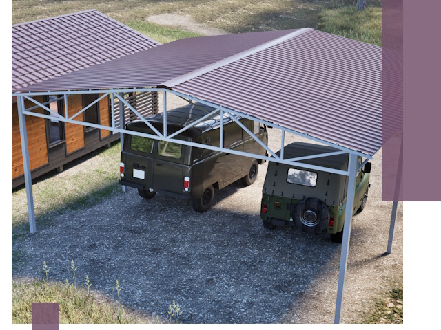 Двускатные навесы под ключ в Щекине — изготовление и монтаж