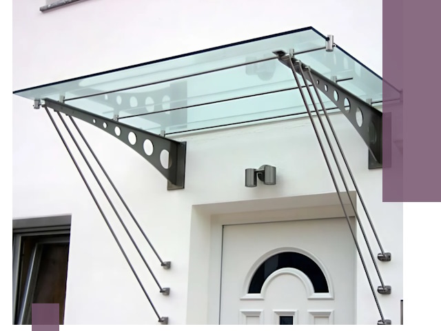 Козырьки над входом под ключ в Щекине — изготовление и монтаж