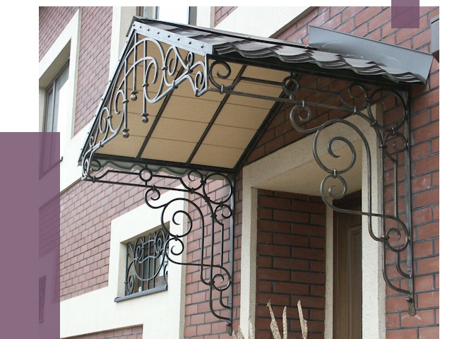 Двускатные козырьки в Щекине под ключ от 12865 руб.